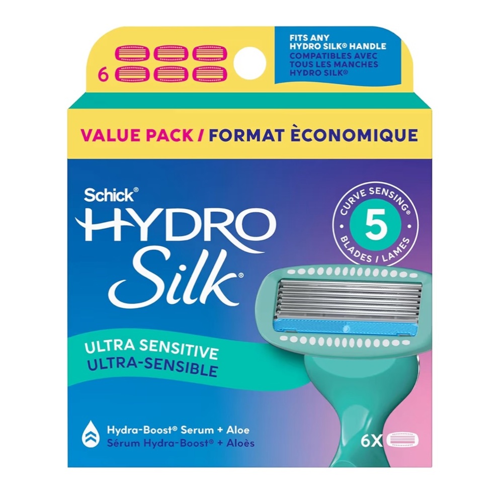 Schick Hydro Silk Sensitive Cartridges 6 Refills, NEW